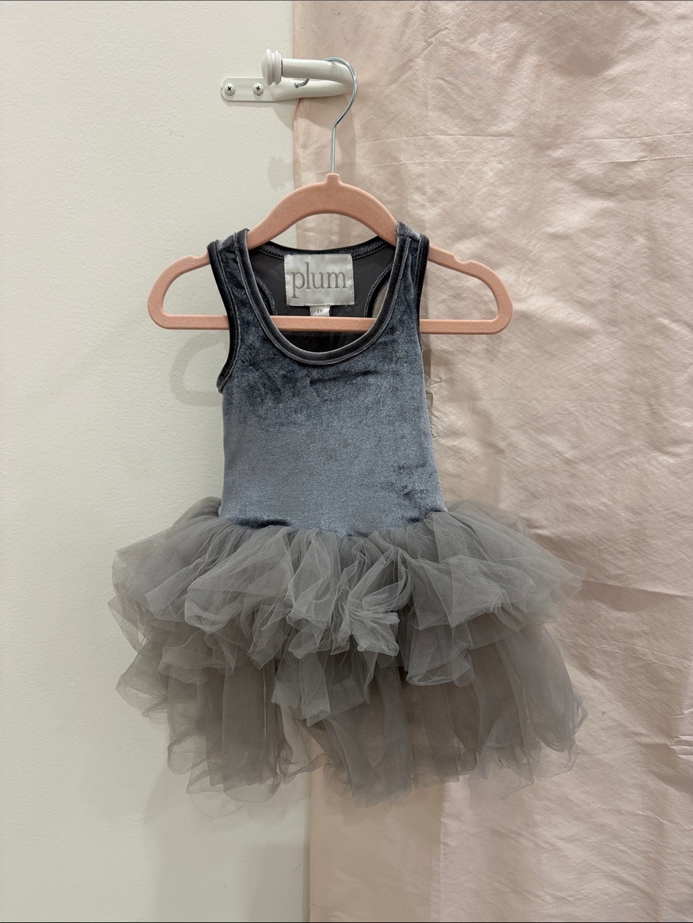 Plum Gray Velvet Tutu Dress for Girls